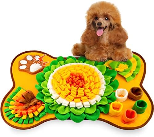 Snuffle Mat for Dogs, Interactive Sniff Mat Feeding Mat for Puppies, Bone Shape, Orange